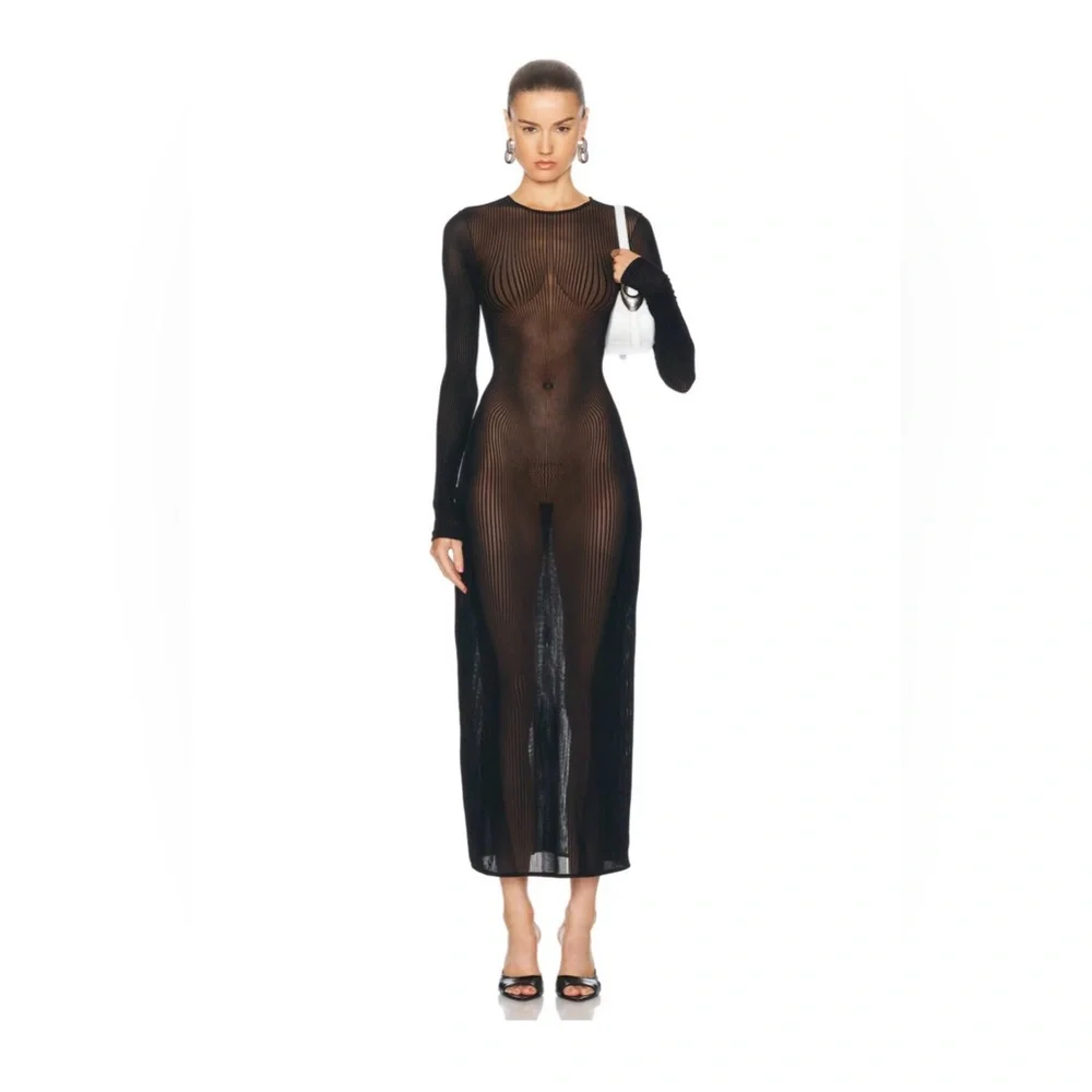 Jean Paul Gaultier Morphing Pinstripes Long Dress - Picture 1 of 6